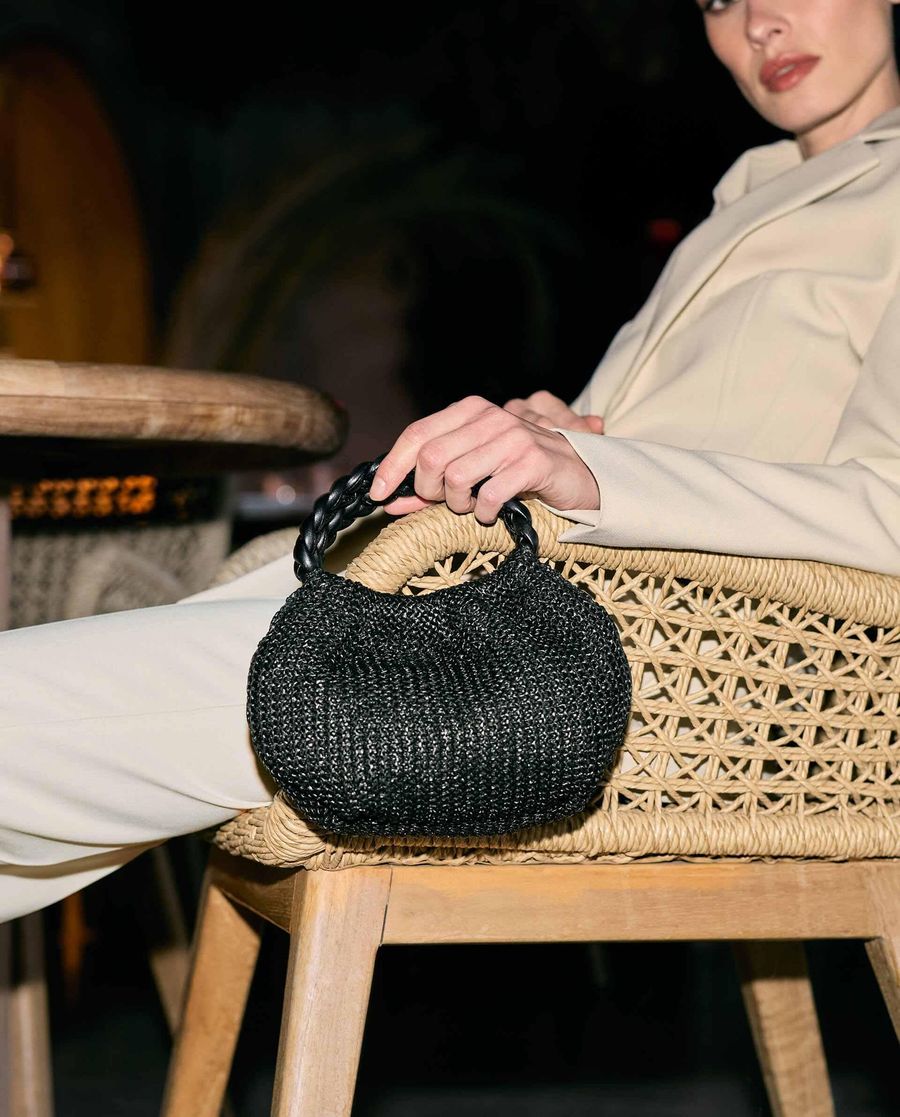 Petit sac à main Unisa femme avec anses tressées - Noir
