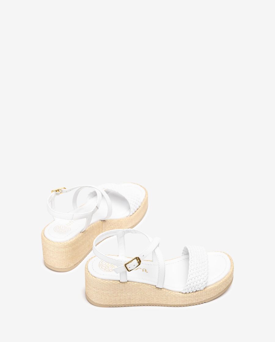 Sandales compensées en cuir Unisa pour femme - Blanc