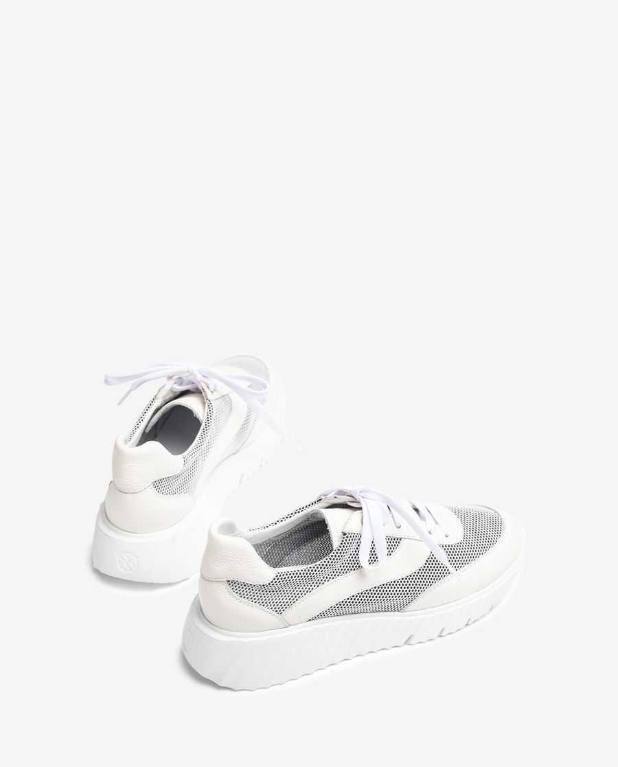 Baskets en cuir et résille Unisa Femme - Blanc