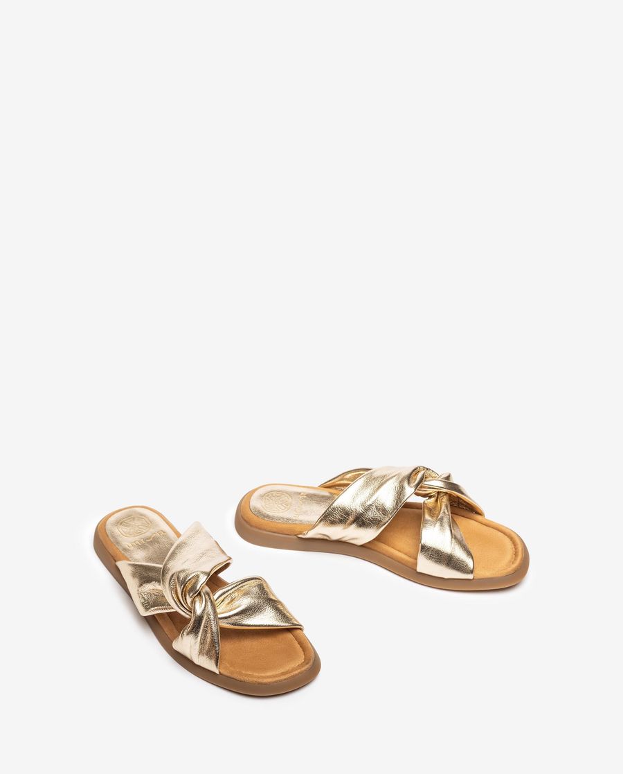 Sandales plates à brides croisées Unisa pour femme - Doré