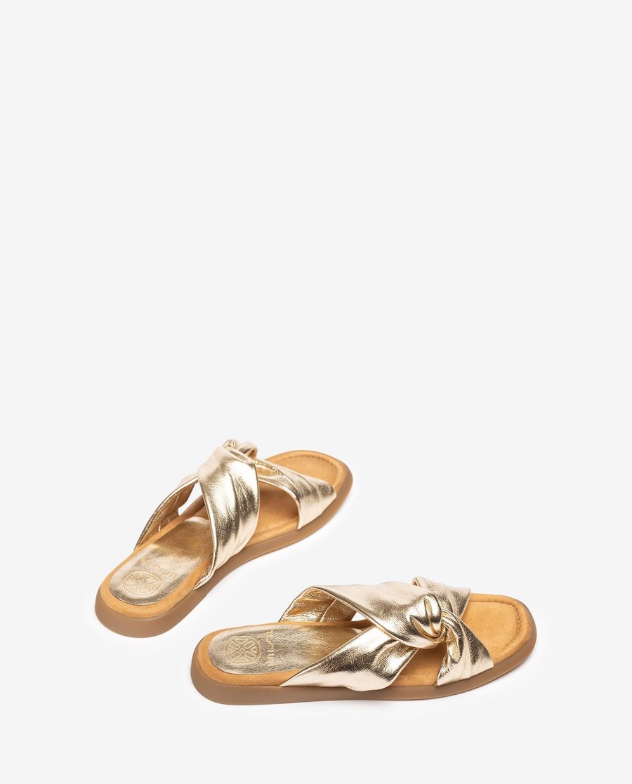 Sandales plates à brides croisées Unisa pour femme - Doré
