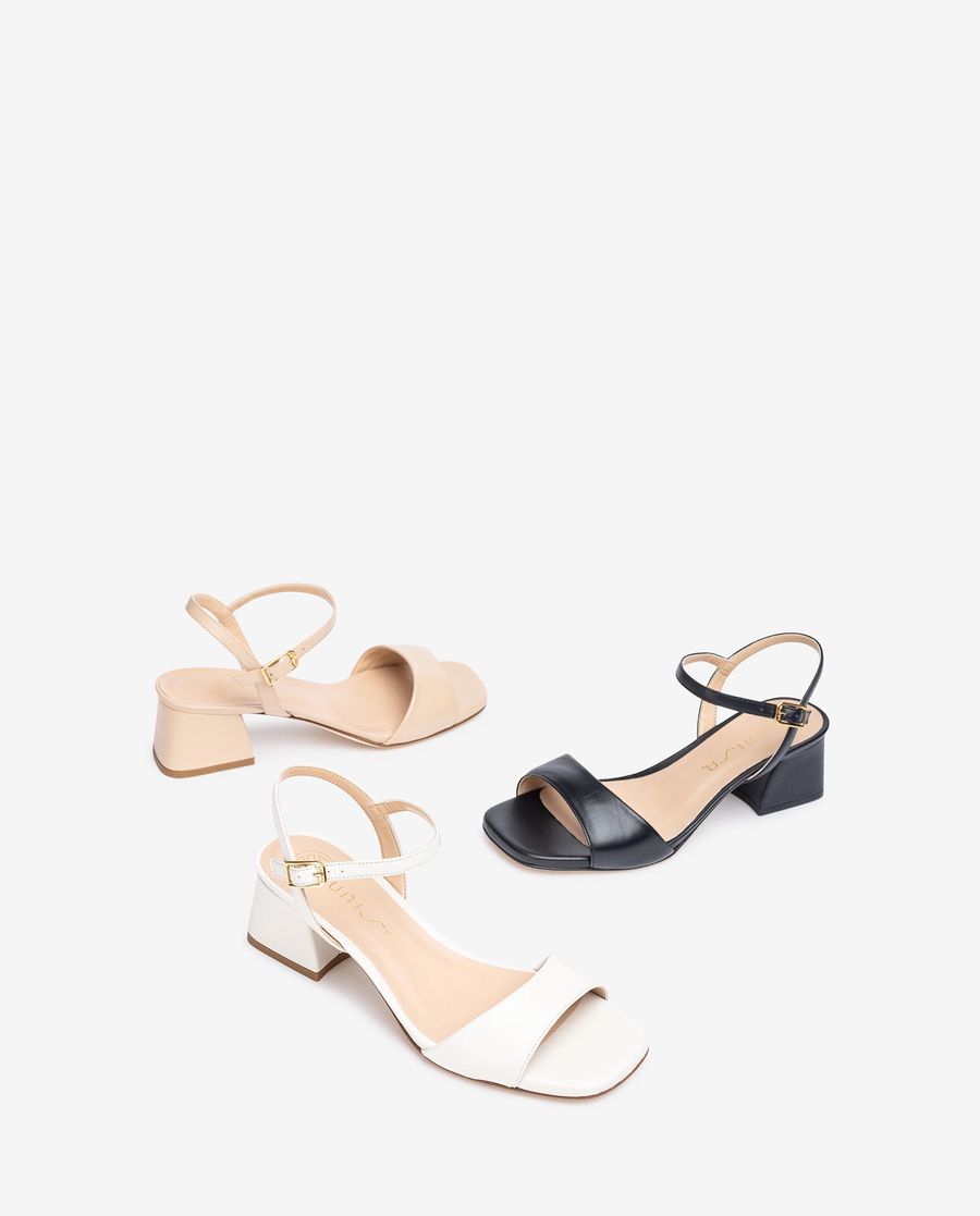 Sandale à talon carré Unisa pour femme - Noir