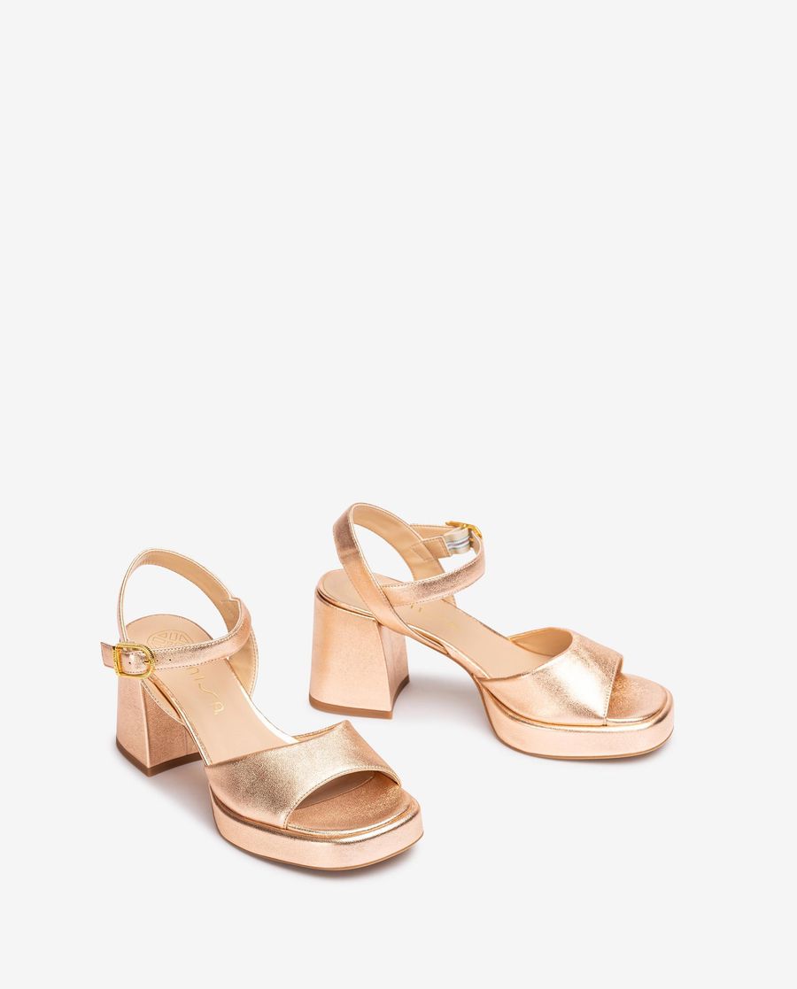Cuir métallisé Unisa pour femme Sandale à talon carré - Rose