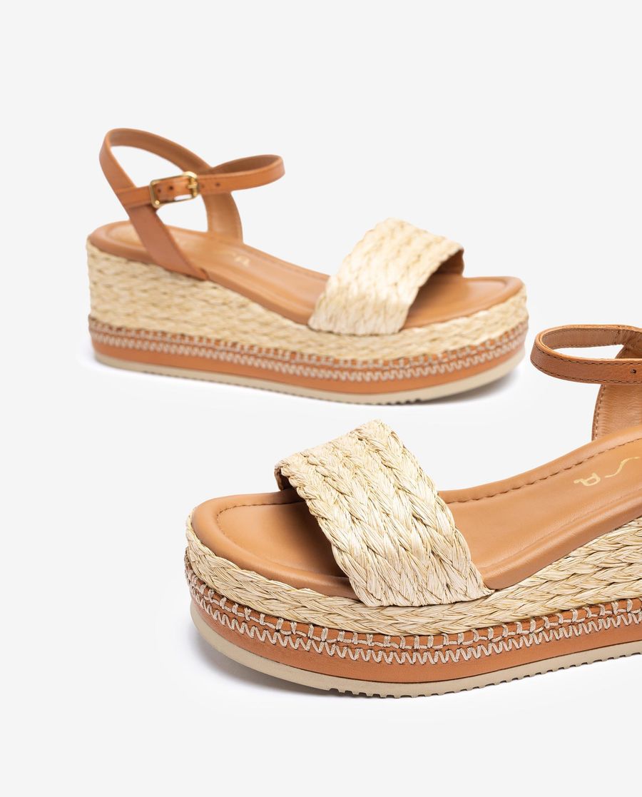 Sandales Unisa en raphia pour femme - Marron