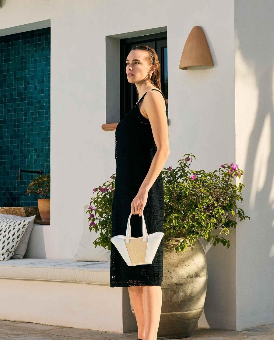 Petit sac Unisa Femme en cuir et raphia - Marron