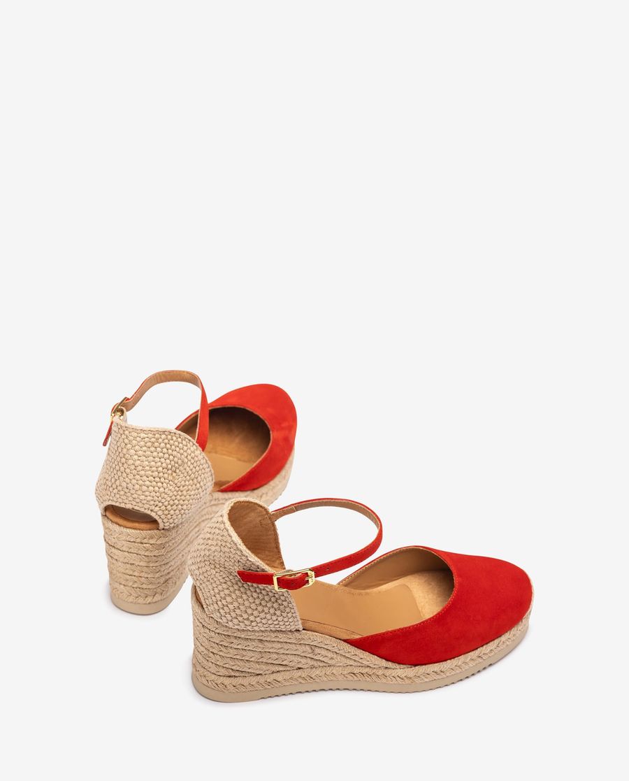 Espadrilles compensées en daim Unisa pour femme - Rouge