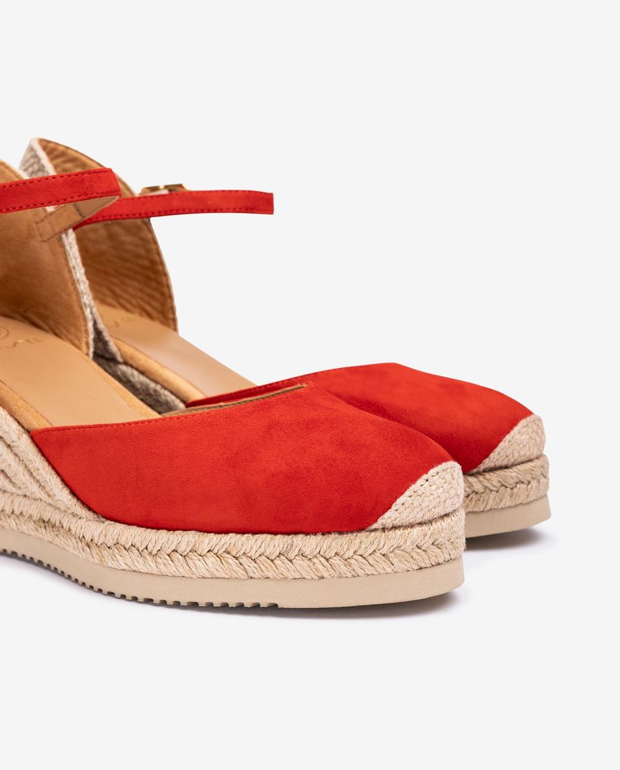 Espadrilles compensées en daim Unisa pour femme - Rouge