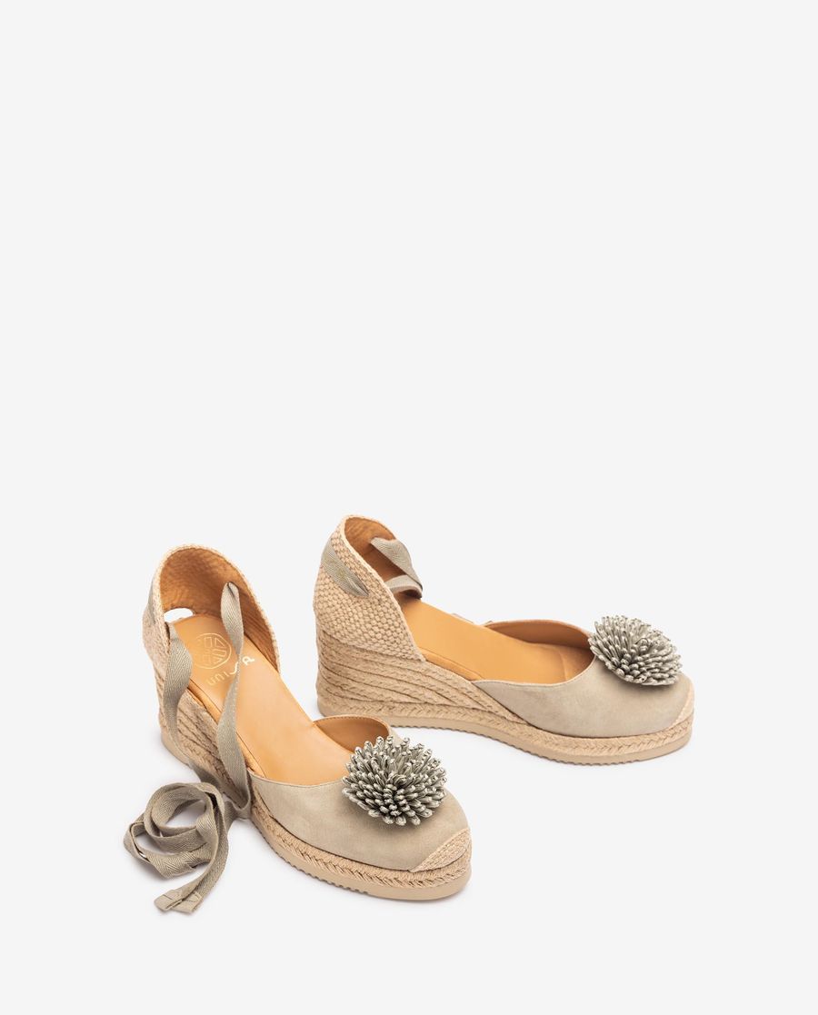 Espadrilles Unisa Femme avec bordure en raphia - Vert