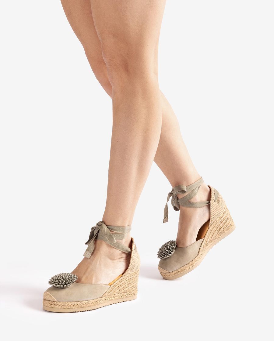 Espadrilles Unisa Femme avec bordure en raphia - Vert