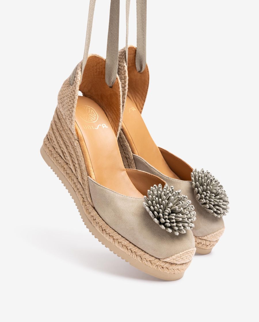 Espadrilles Unisa Femme avec bordure en raphia - Vert
