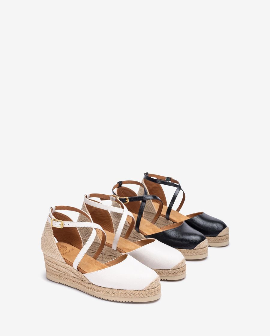 Espadrilles Unisa en cuir à brides croisées - Noir