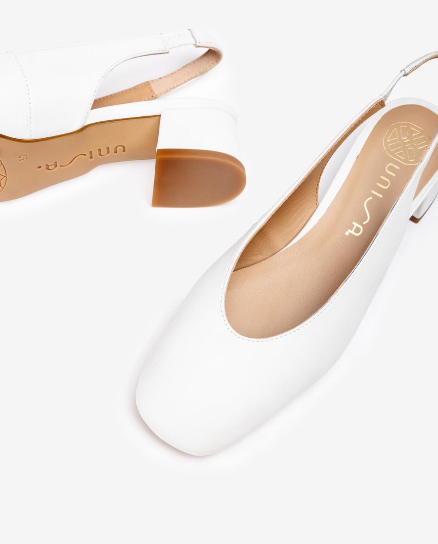 Sandales Unisa Femme à Bride Arrière à Bout Carré - Blanc