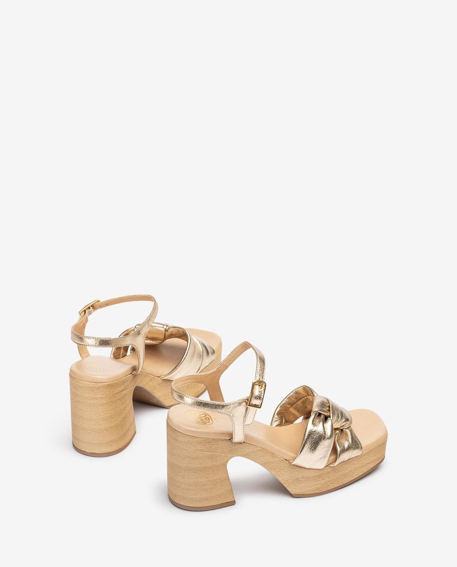 Sandales carrées Unisa pour femme - Brides nouées Doré
