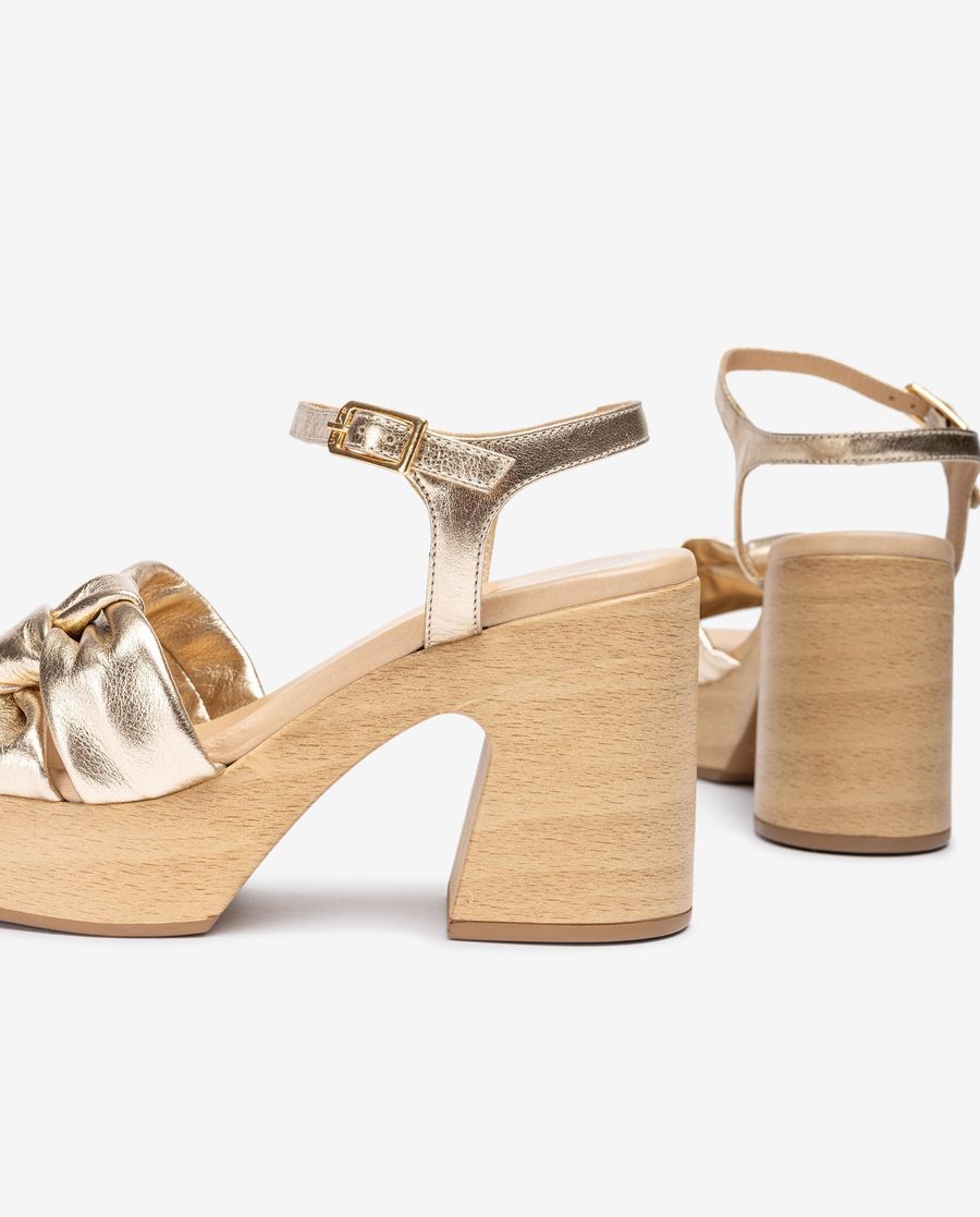 Sandales carrées Unisa pour femme - Brides nouées Doré