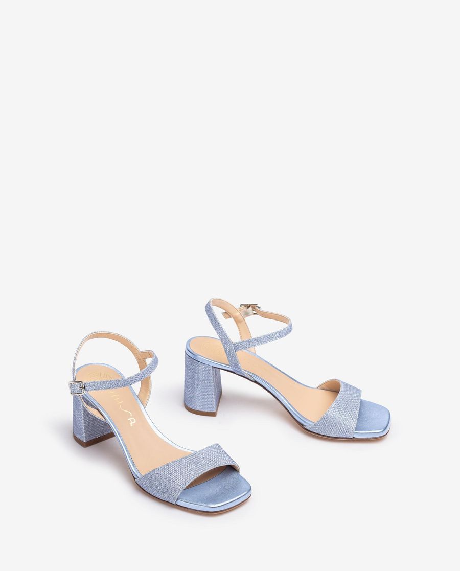 Sandales en tissu brillant Unisa pour femme - Bleu