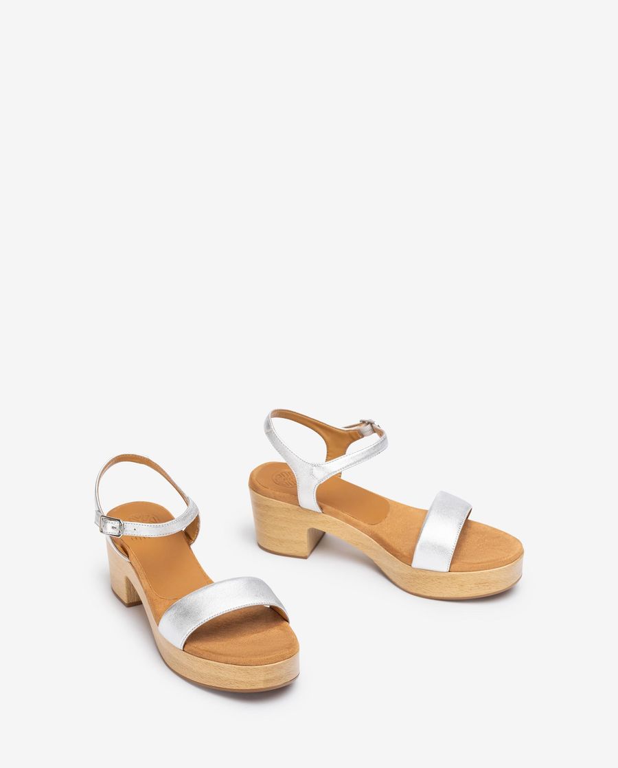 Sandales effet bois Unisa Femme - Argent