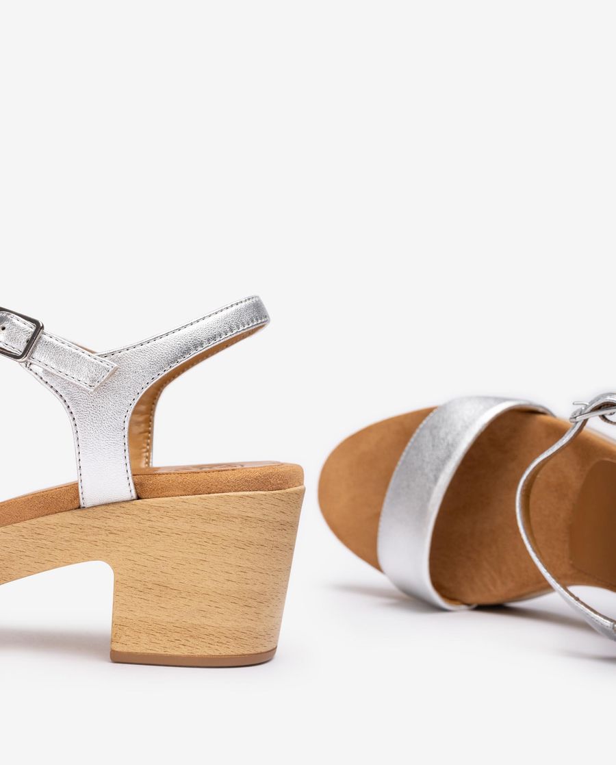 Sandales effet bois Unisa Femme - Argent