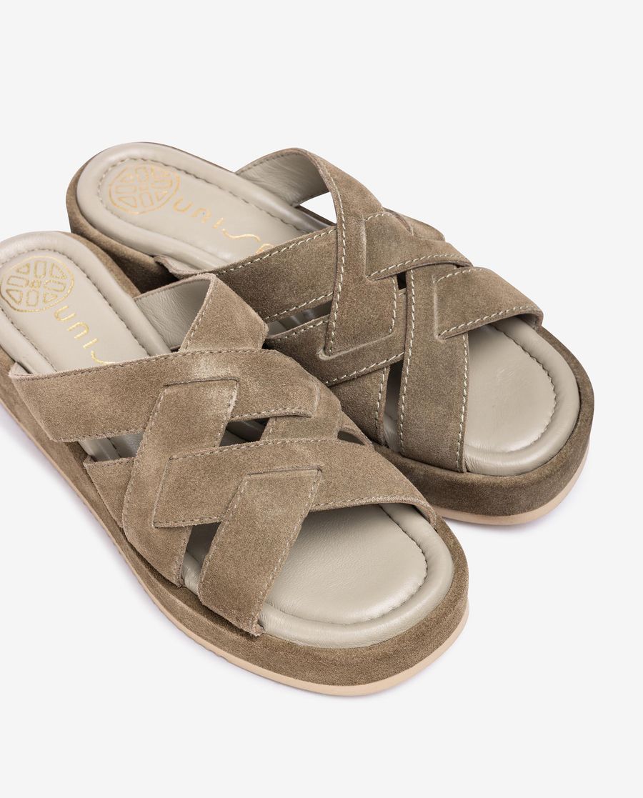 Sandales à larges brides croisées Unisa pour femme - Vert