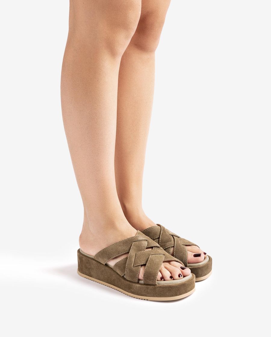 Sandales à larges brides croisées Unisa pour femme - Vert