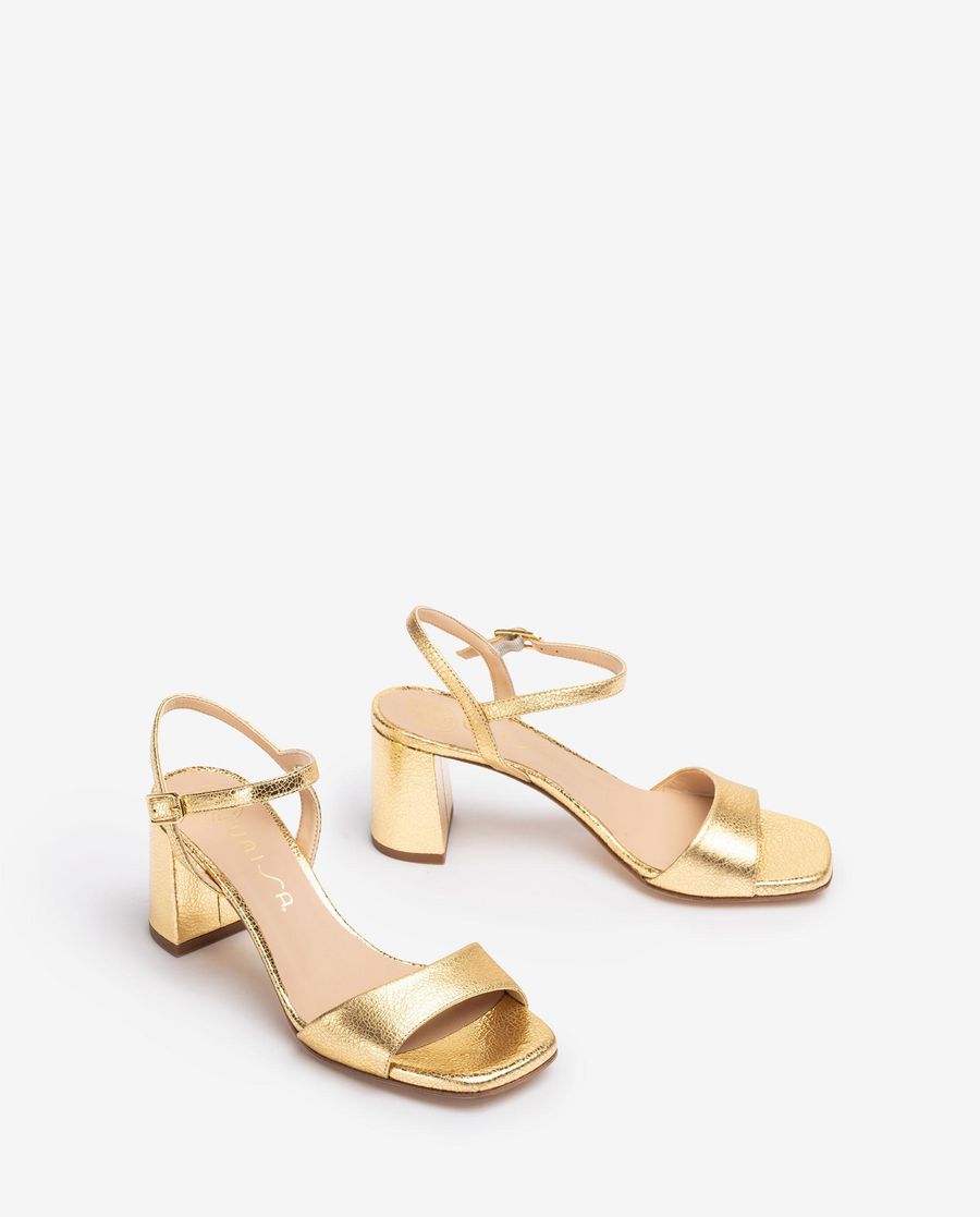 Sandales en cuir métallisé Unisa pour femme - Doré