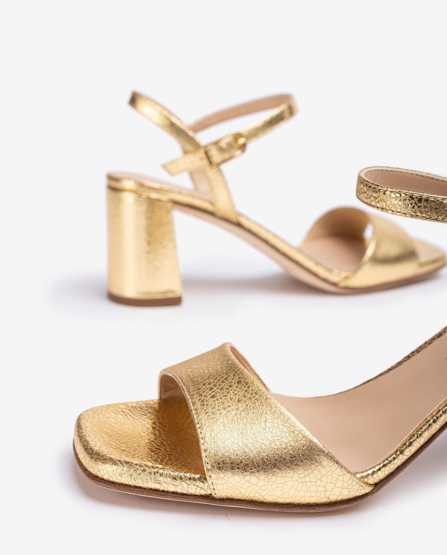 Sandales en cuir métallisé Unisa pour femme - Doré