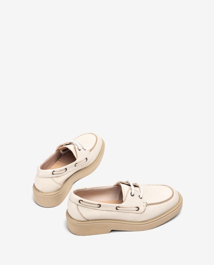 Chaussures bateau Unisa en cuir pour femme - Blanc