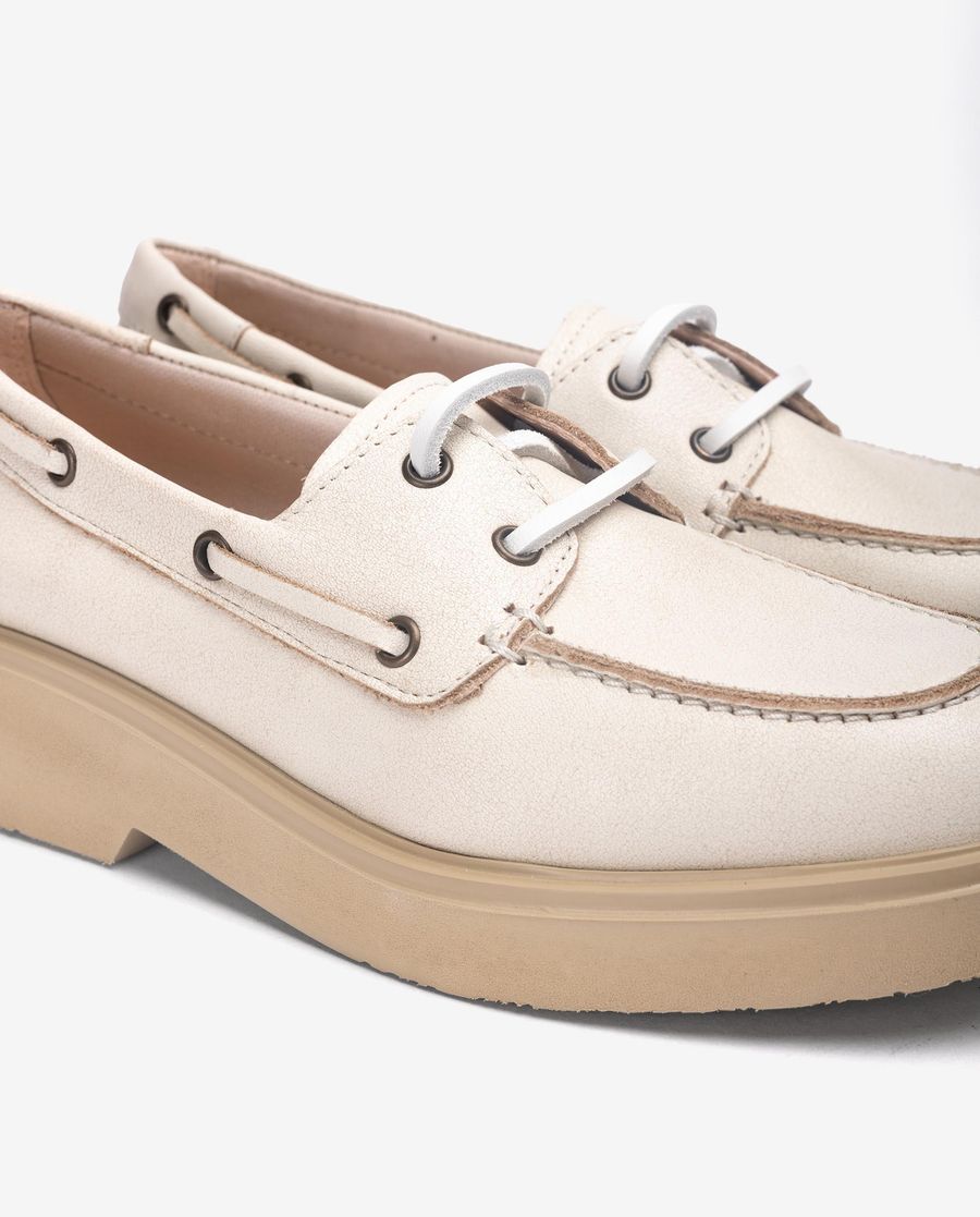 Chaussures bateau Unisa en cuir pour femme - Blanc
