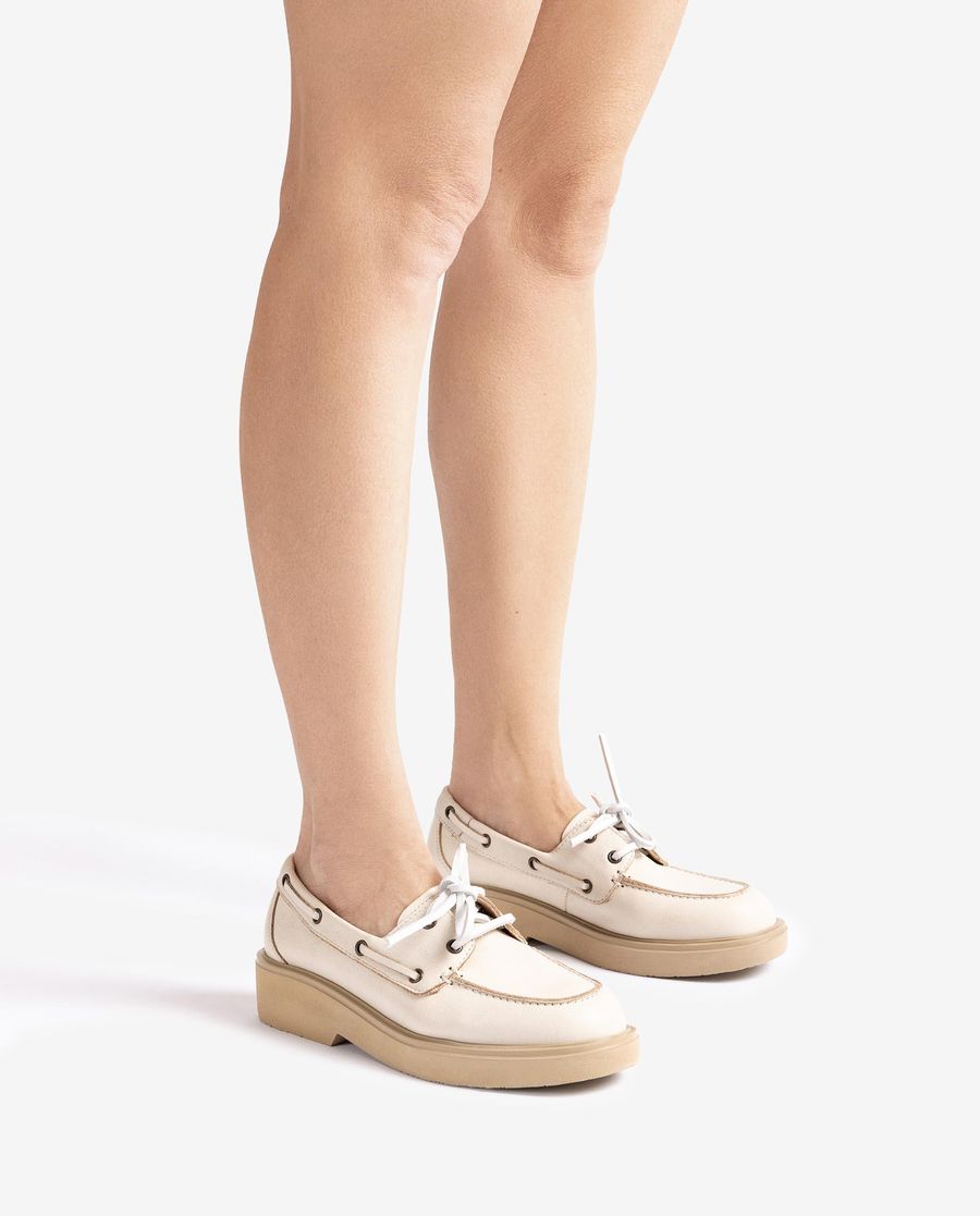 Chaussures bateau Unisa en cuir pour femme - Blanc