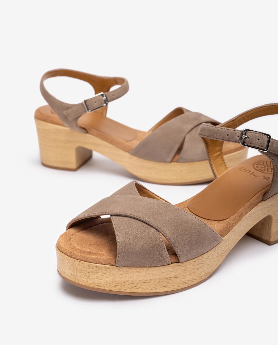 Sandales carrées Unisa pour femme avec brides croisées - Marron