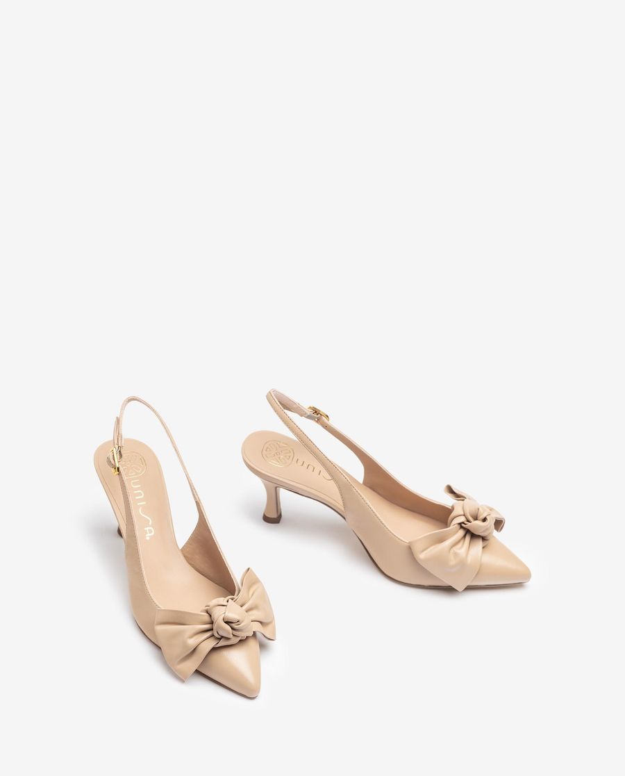 Chaussures Unisa à bout pointu et bride arrière avec nœud pour femme - Beige