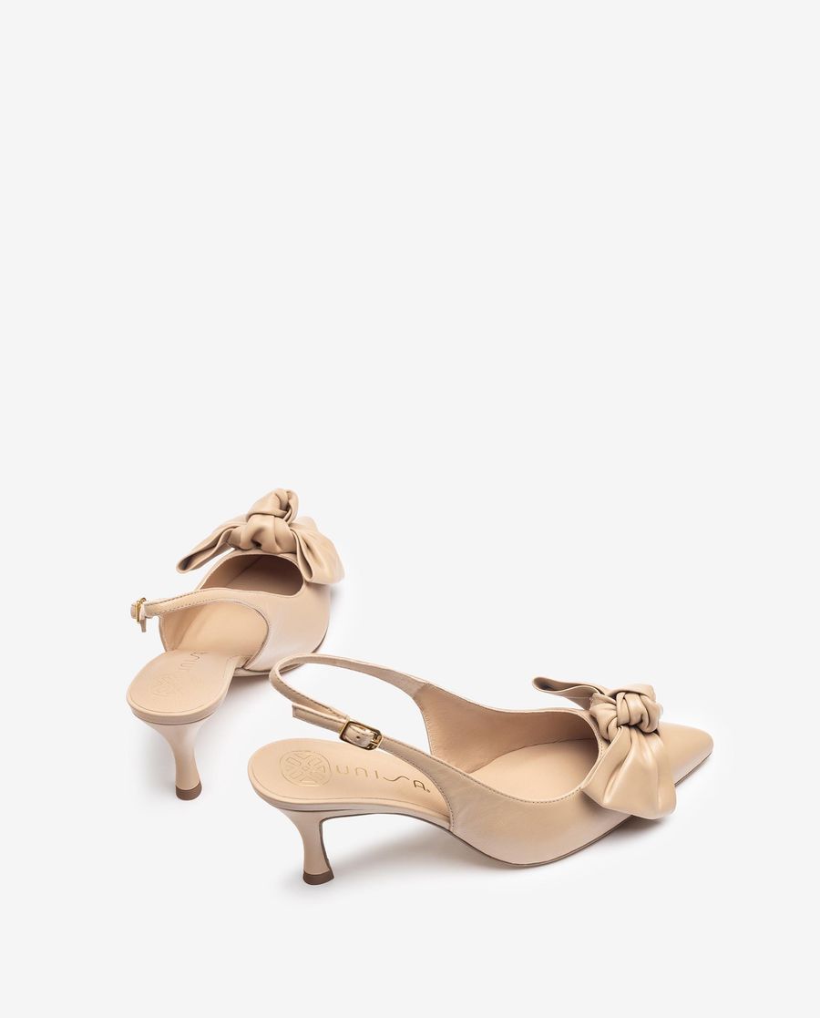 Chaussures Unisa à bout pointu et bride arrière avec nœud pour femme - Beige