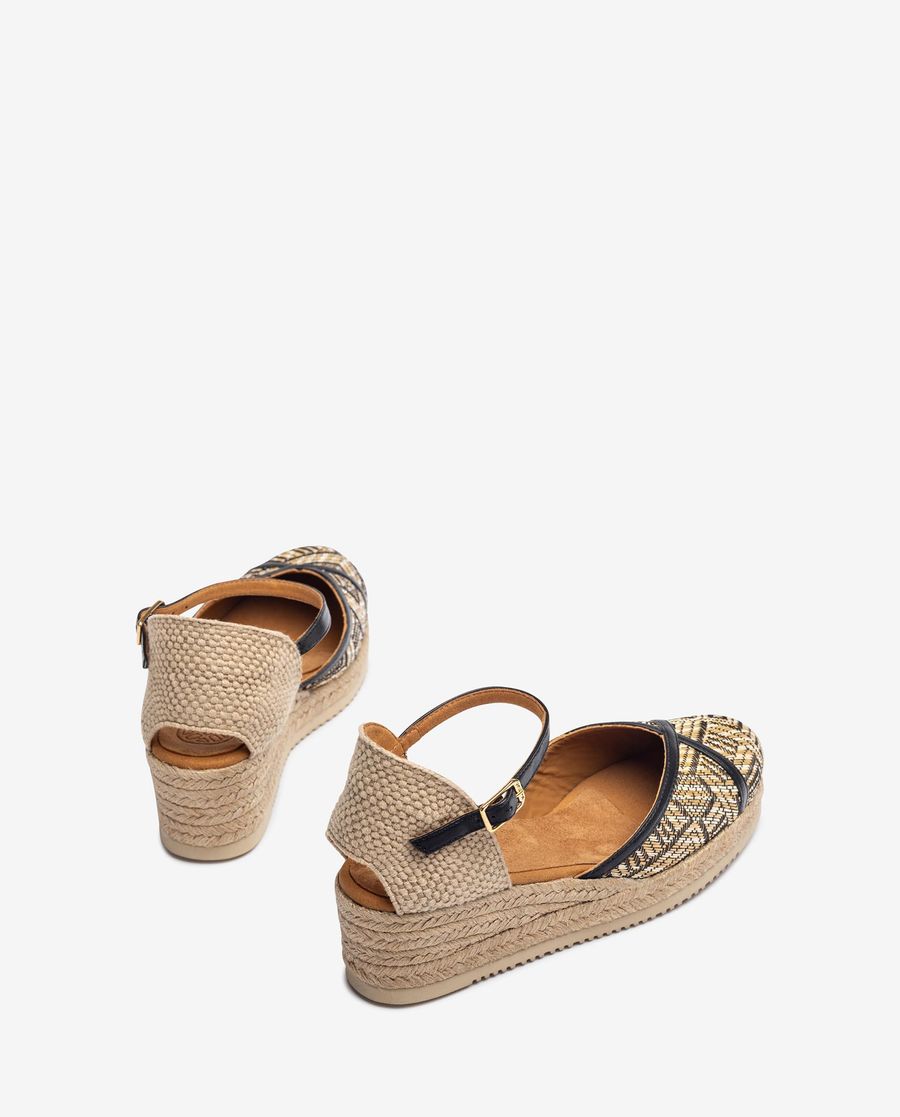 Espadrilles en raphia et cuir Unisa pour femme - Noir