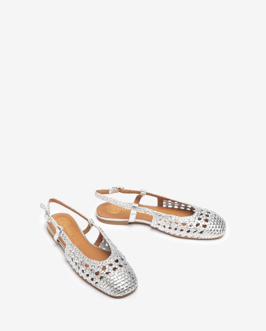 Sandales à bride arrière plates tressées Unisa pour femme - Argent