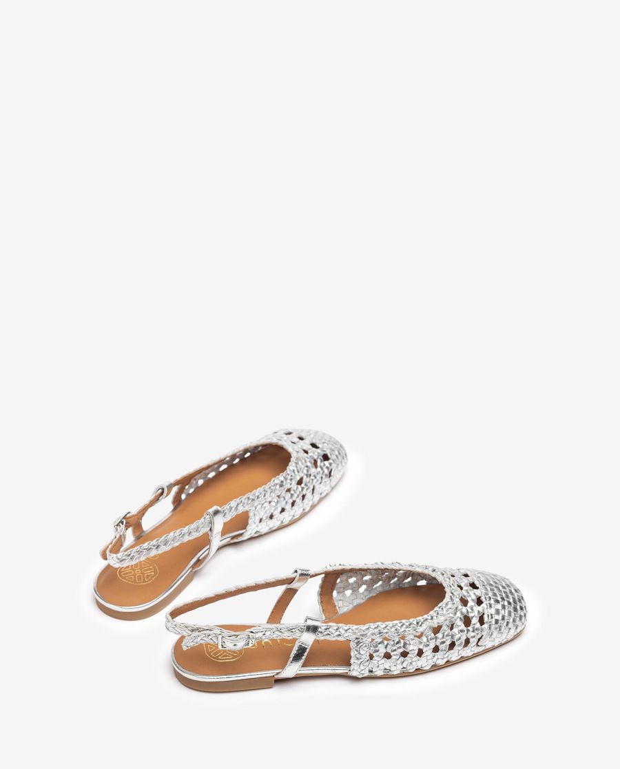 Sandales à bride arrière plates tressées Unisa pour femme - Argent