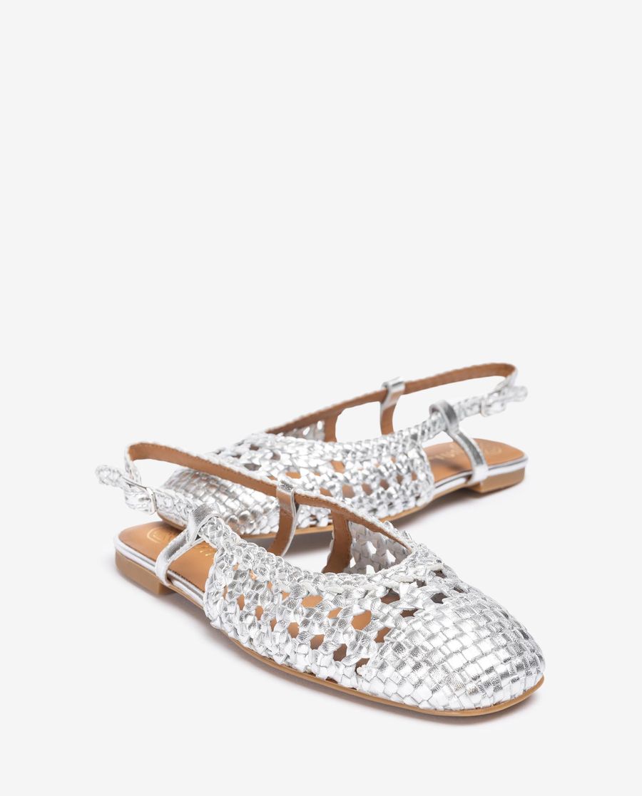 Sandales à bride arrière plates tressées Unisa pour femme - Argent