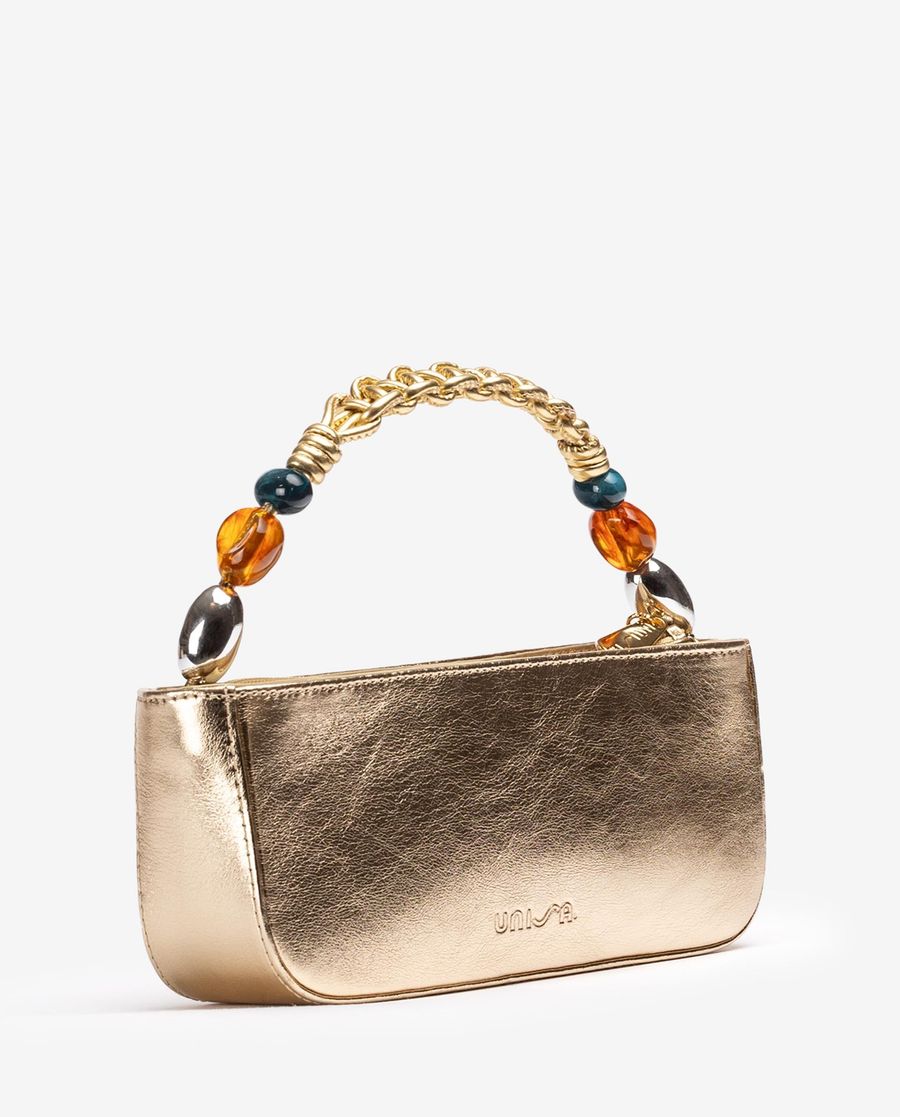 Sac à main Unisa avec poignée tressée et ornement - Doré