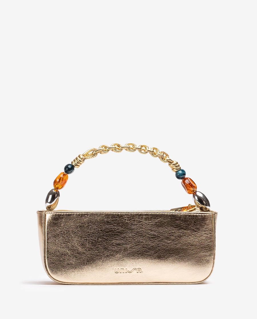 Sac à main Unisa avec poignée tressée et ornement - Doré