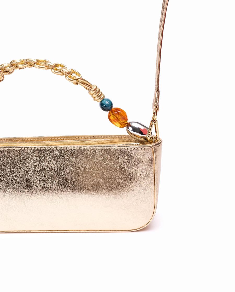Sac à main Unisa avec poignée tressée et ornement - Doré