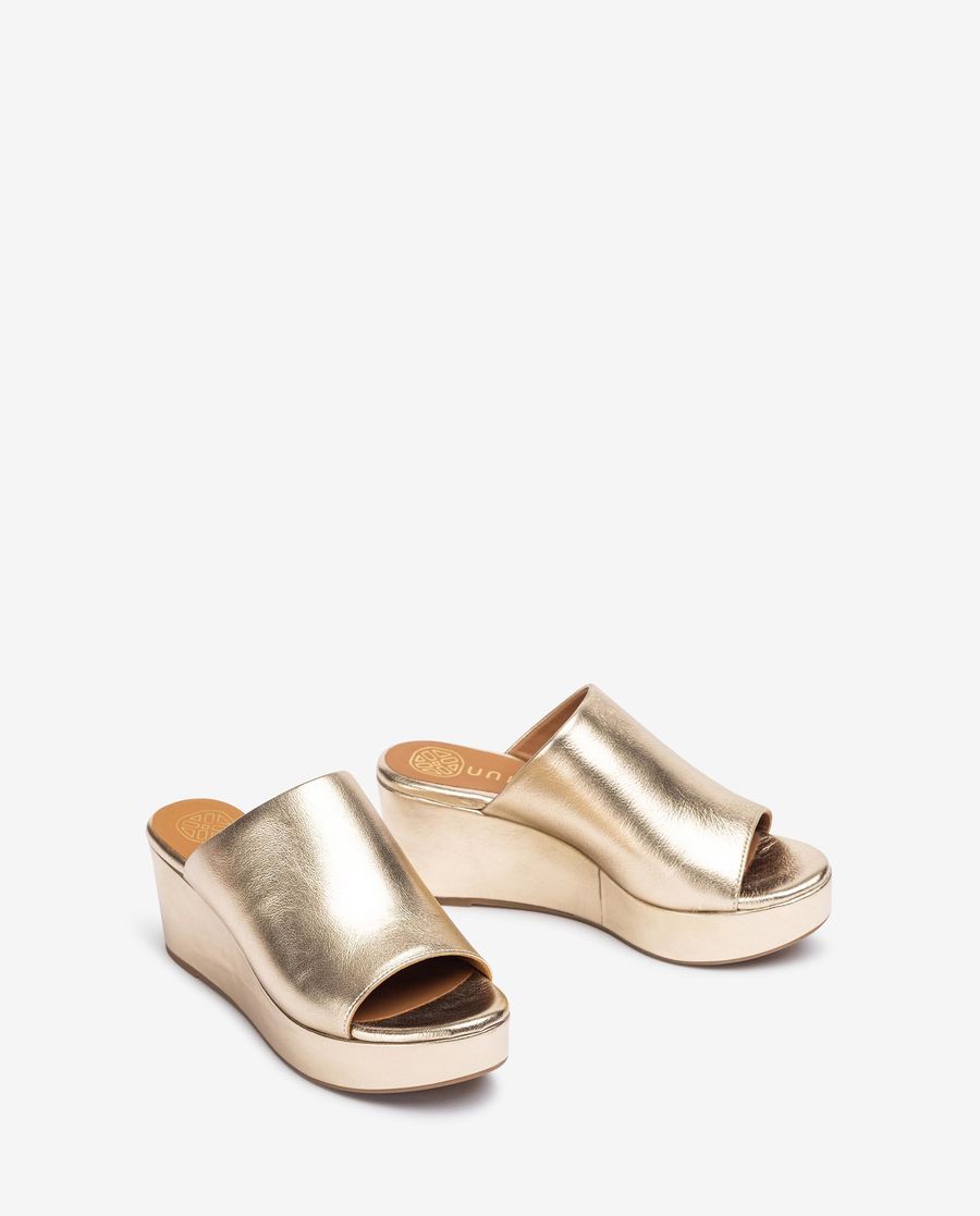 Sandales mules Unisa femme en cuir - Doré