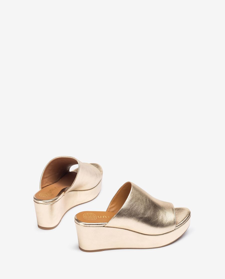 Sandales mules Unisa femme en cuir - Doré