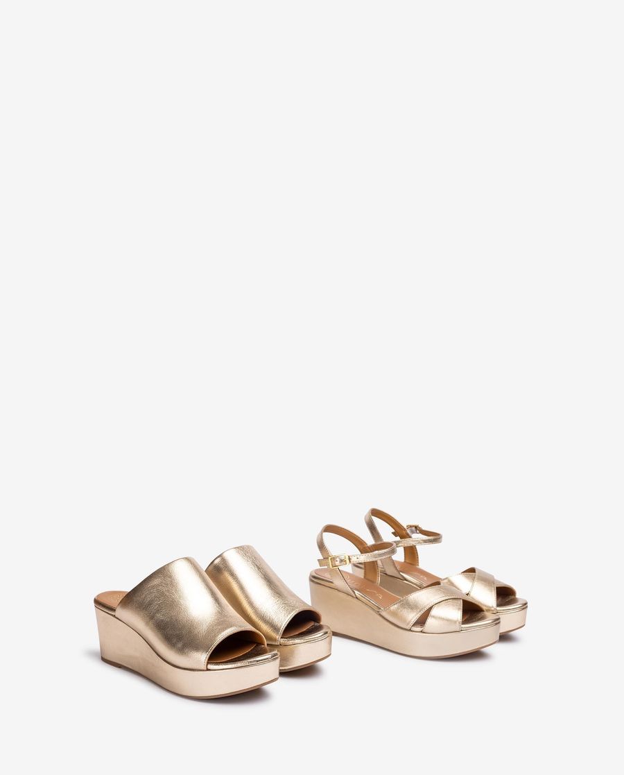 Sandales mules Unisa femme en cuir - Doré