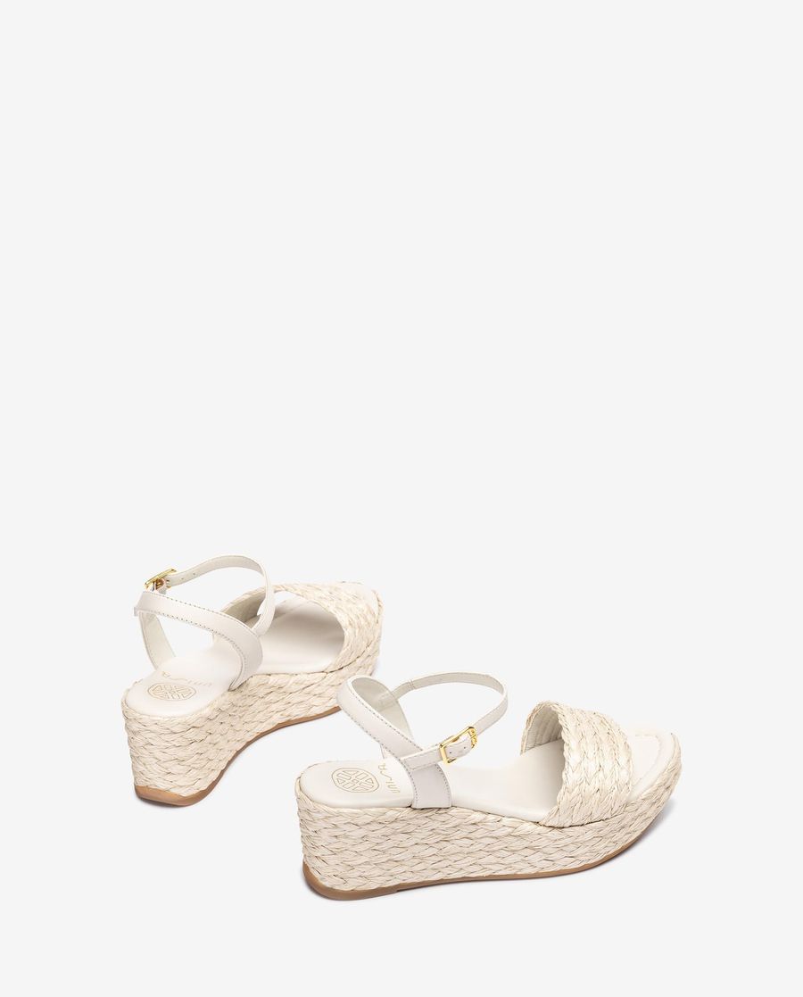 Sandales compensées en raphia naturel Unisa pour femme - Blanc