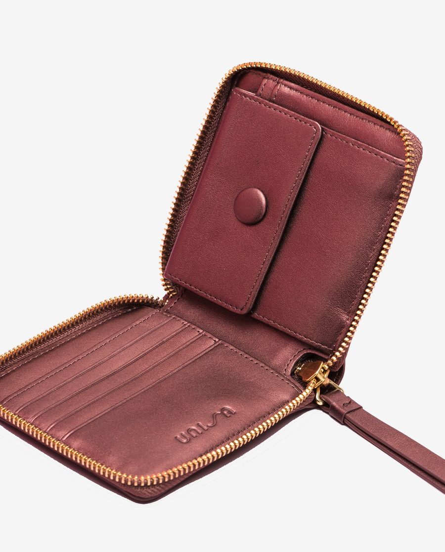 Portefeuille en cuir zippé Unisa pour femme - Rouge