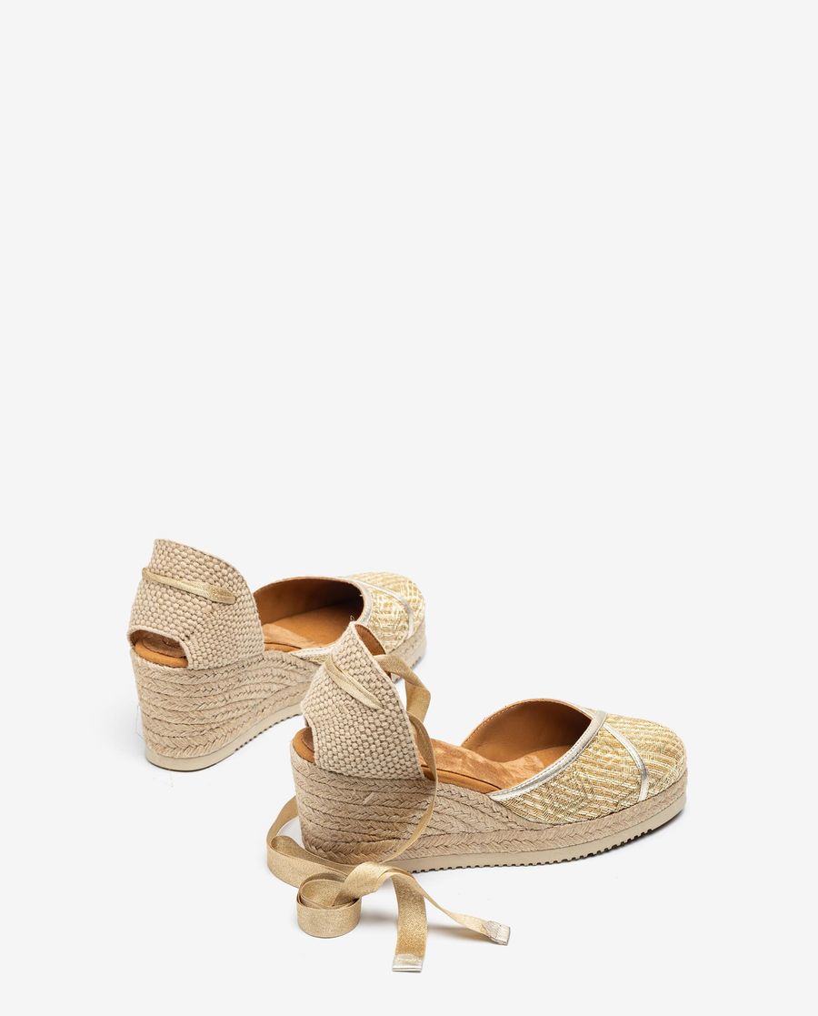 Espadrilles nouées avec raphia imprimé Unisa pour femme - Doré/Platine