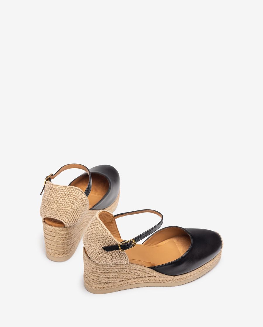 Espadrilles compensées en cuir Unisa pour femme - Noir