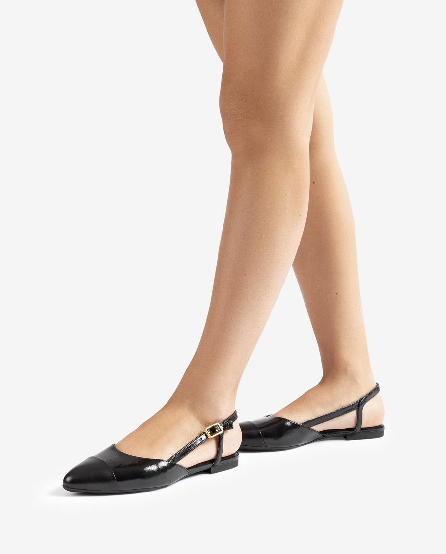 Sandales plates bicolores à bride arrière Unisa pour femme - Noir