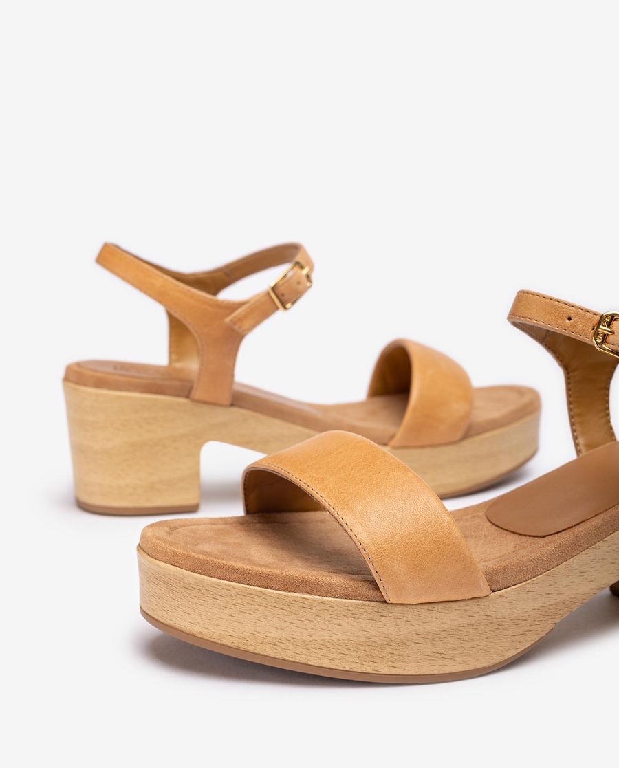 Sandales Unisa effet bois pour femme - Marron