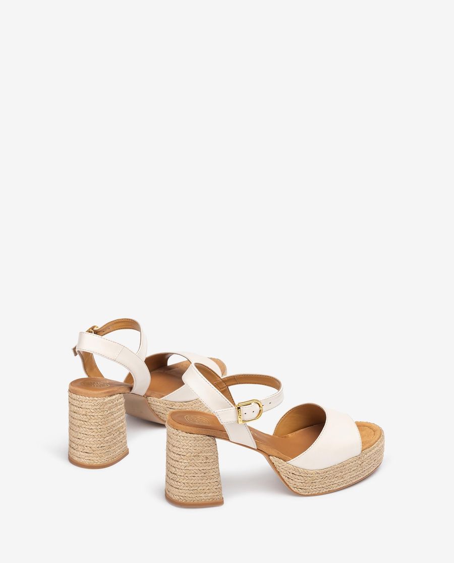 Sandales à plateforme et talon en jute Unisa pour femme - Blanc