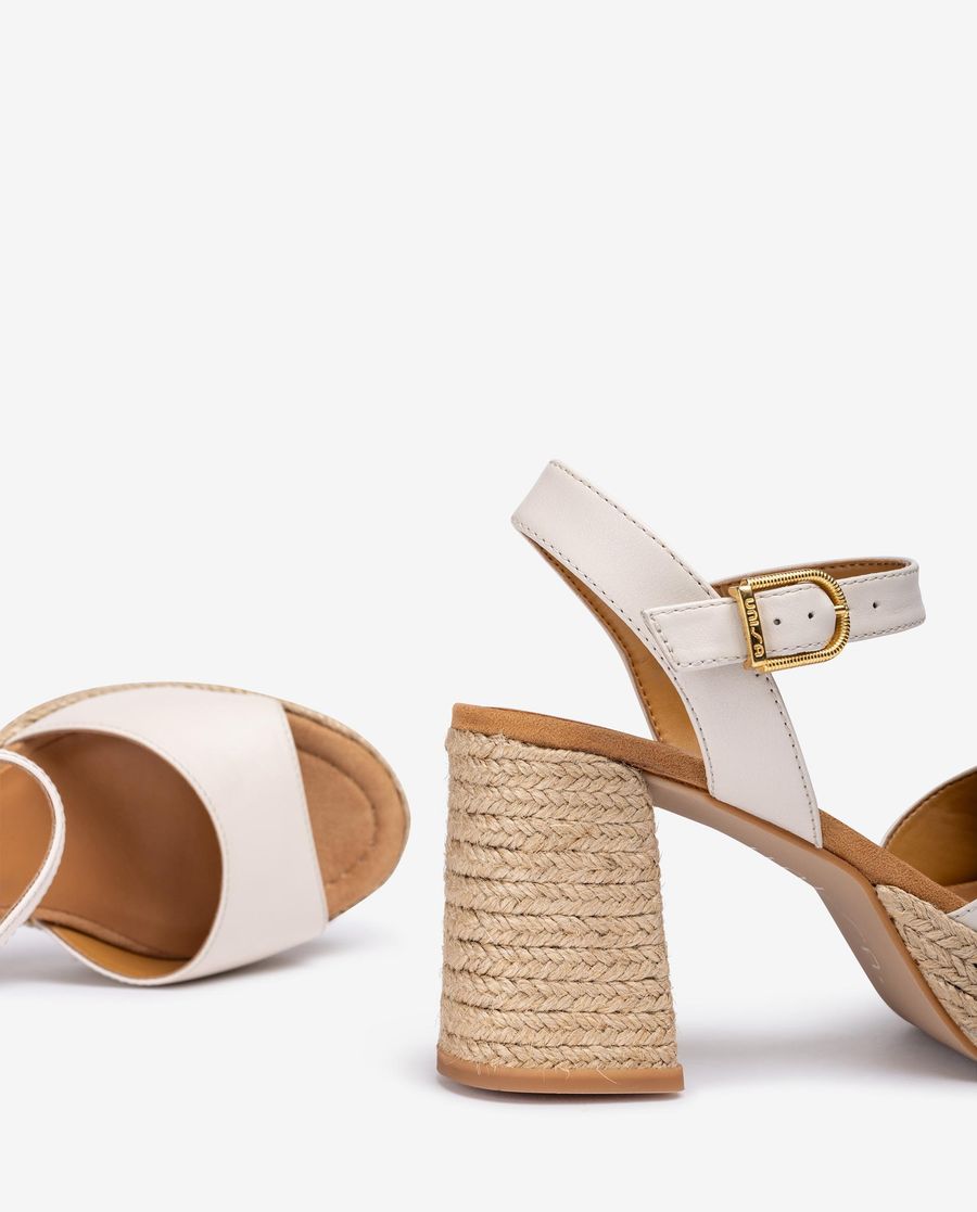 Sandales à plateforme et talon en jute Unisa pour femme - Blanc