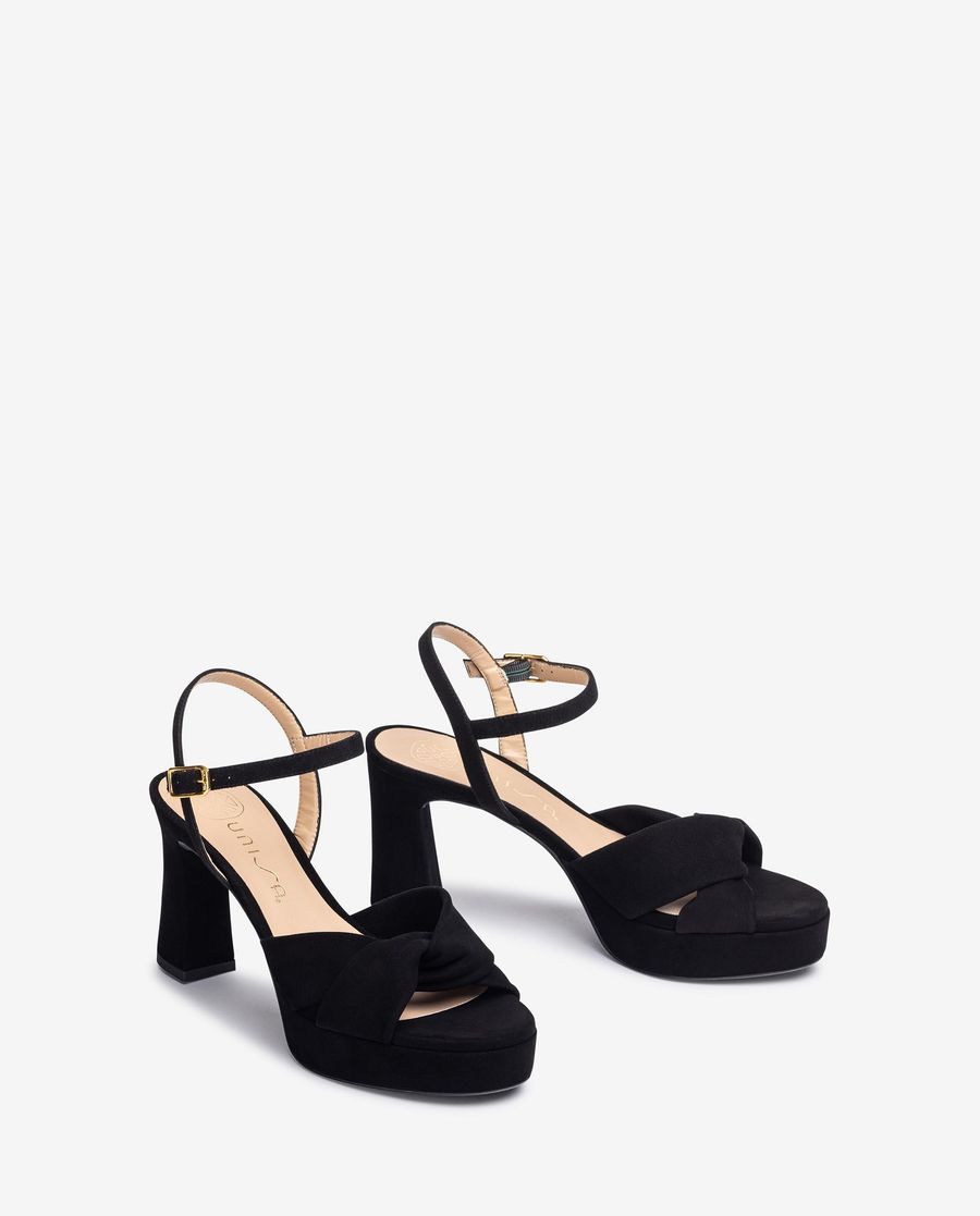 Sandales à larges brides croisées Unisa pour femme - Noir